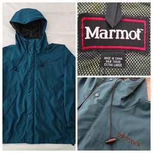 Marmot Gore-Tex Style 3500 Jacket Coat Mens XL Teal Heavy Duty Hooded Zip Snap